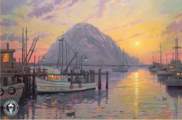Morro Bay at Sunset TK cityscape Oil Paintings